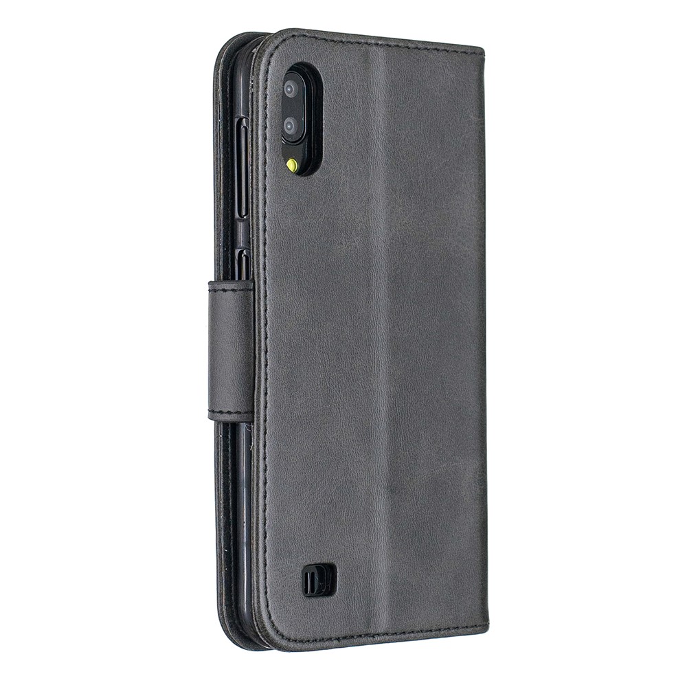 Cubierta De Cuero Del Teléfono Del Soporte De La Cartera De La PU Para La Galaxia A10 De Samsung / M10 - Gris Oscuro-3