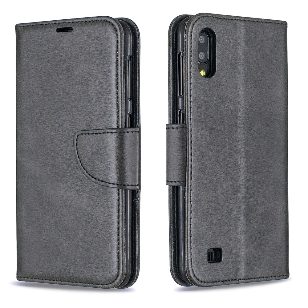 Cubierta De Cuero Del Teléfono Del Soporte De La Cartera De La PU Para La Galaxia A10 De Samsung / M10 - Gris Oscuro-4