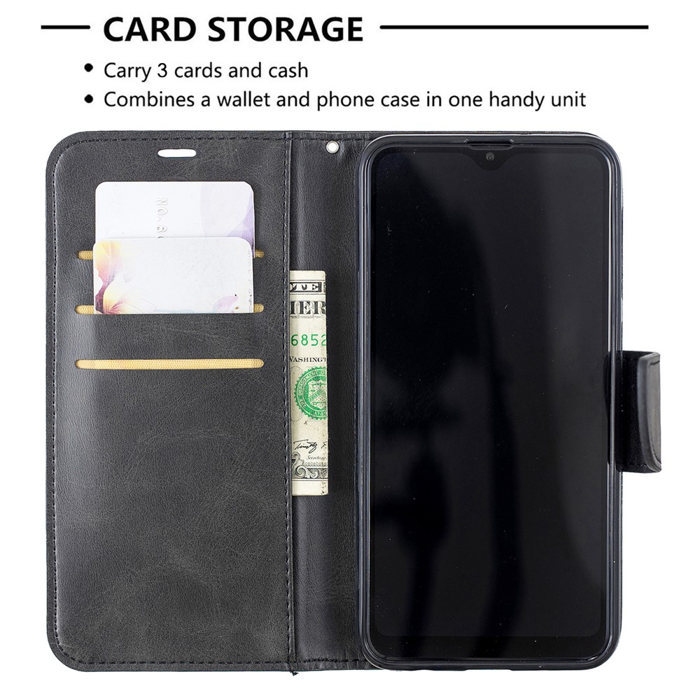 Cubierta De Cuero Del Teléfono Del Soporte De La Cartera De La PU Para La Galaxia A10 De Samsung / M10 - Gris Oscuro-6