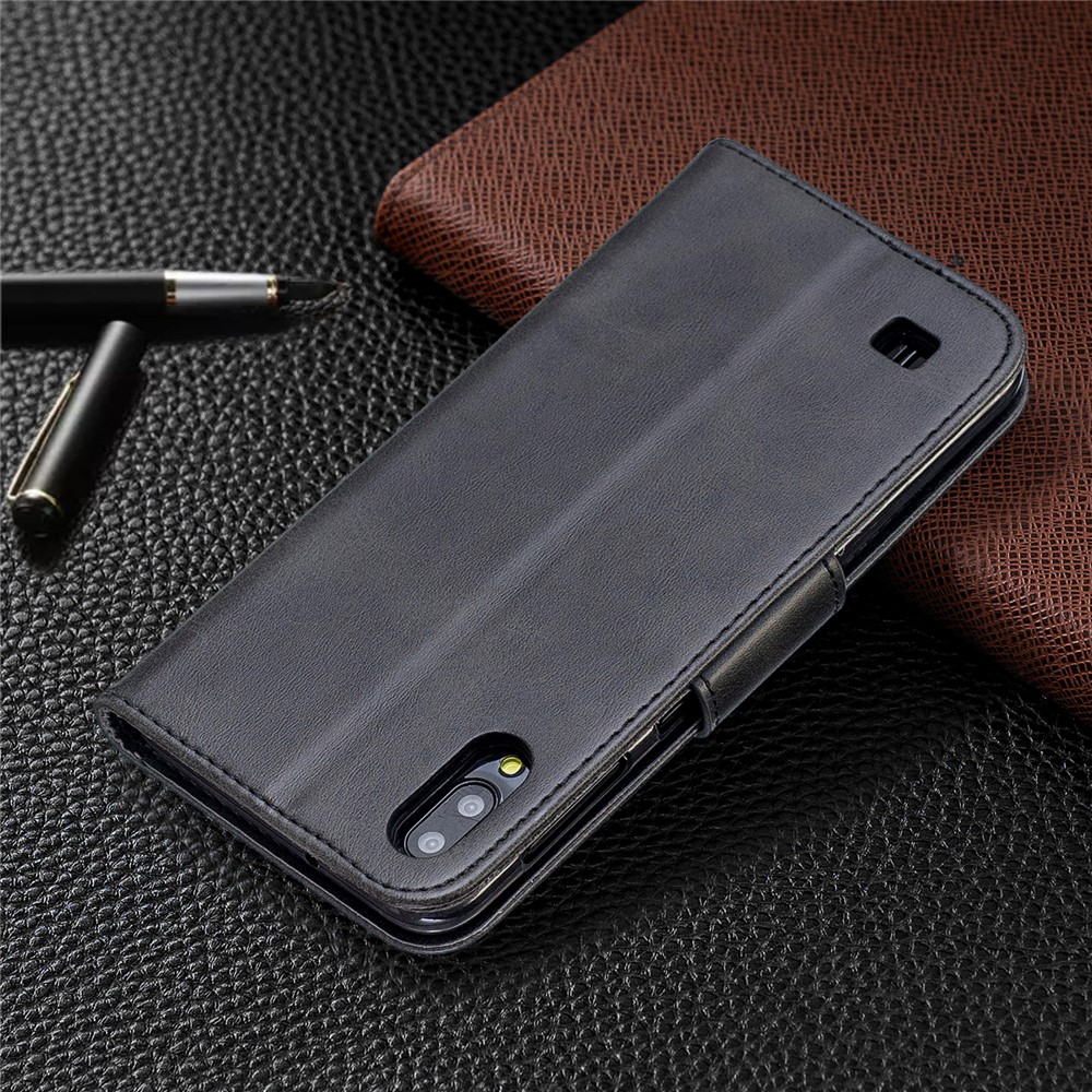Cubierta De Cuero Del Teléfono Del Soporte De La Cartera De La PU Para La Galaxia A10 De Samsung / M10 - Gris Oscuro-8
