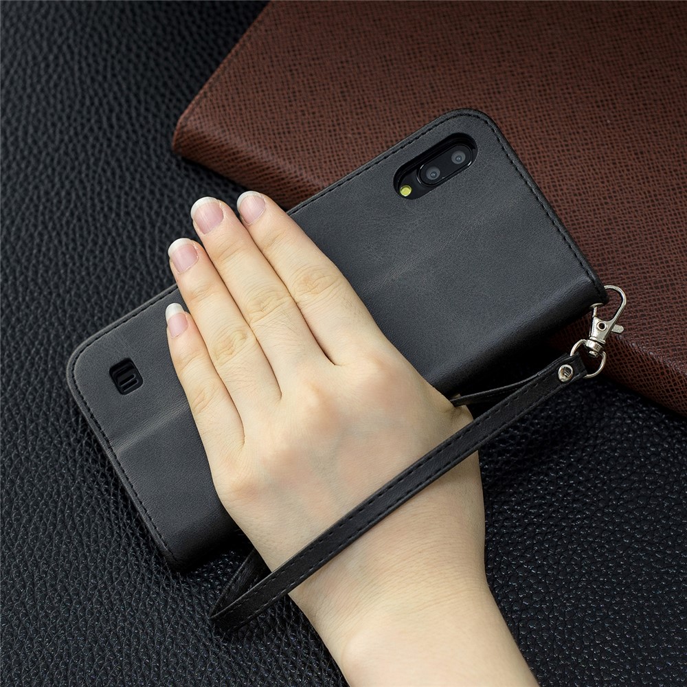 Cubierta De Cuero Del Teléfono Del Soporte De La Cartera De La PU Para La Galaxia A10 De Samsung / M10 - Gris Oscuro-9