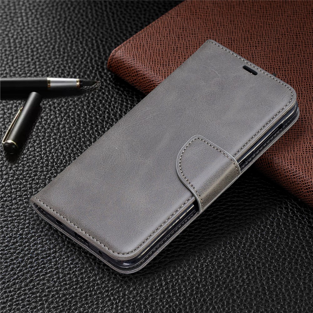 pu en Cuir Portefeuille Couverture de Téléphone Pour Samsung Galaxy A10 / M10 - Gris Clair