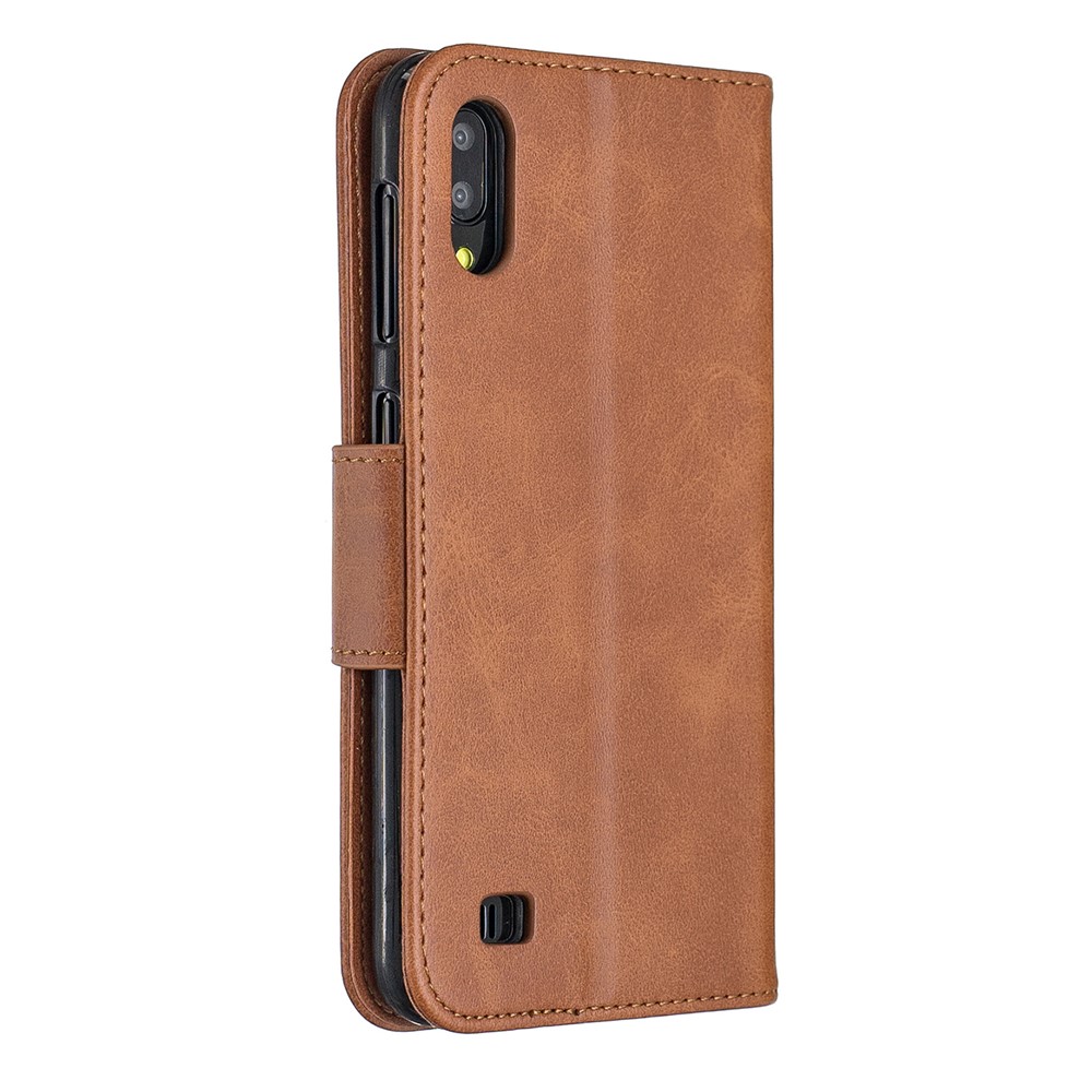 pu en Cuir Portefeuille Couverture de Téléphone Pour Samsung Galaxy A10 / M10 - Brun-3