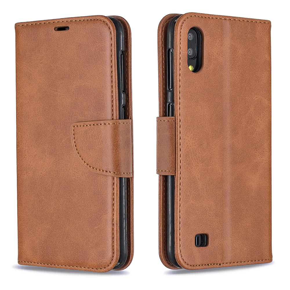 PU Leather Wallet Stand Phone Cover for Samsung Galaxy A10 / M10 - Brown-4
