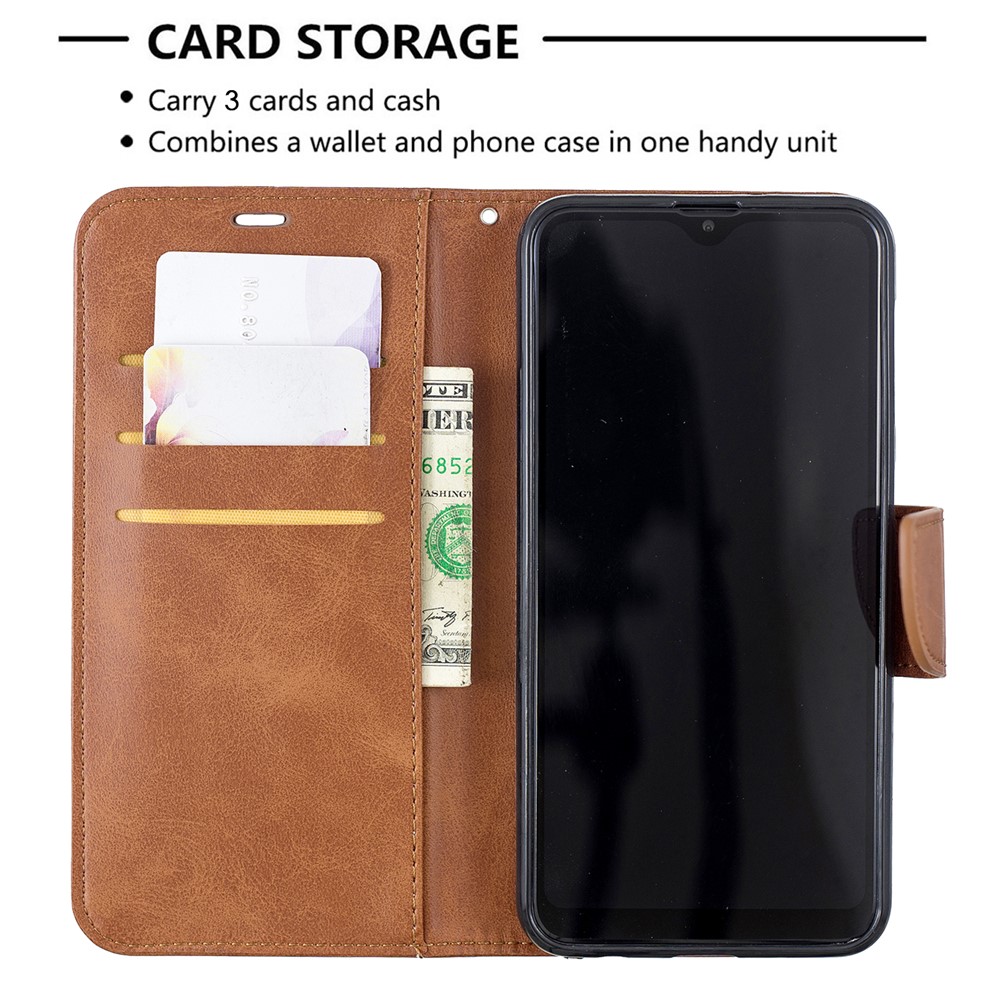 PU Leather Wallet Stand Phone Cover for Samsung Galaxy A10 / M10 - Brown-6