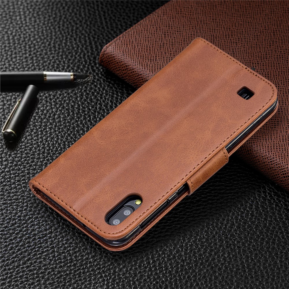 PU Leather Wallet Stand Phone Cover for Samsung Galaxy A10 / M10 - Brown-8