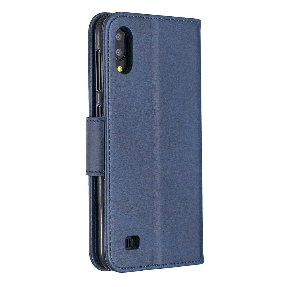 pu en Cuir Portefeuille Couverture de Téléphone Pour Samsung Galaxy A10 / M10 - Bleu-3