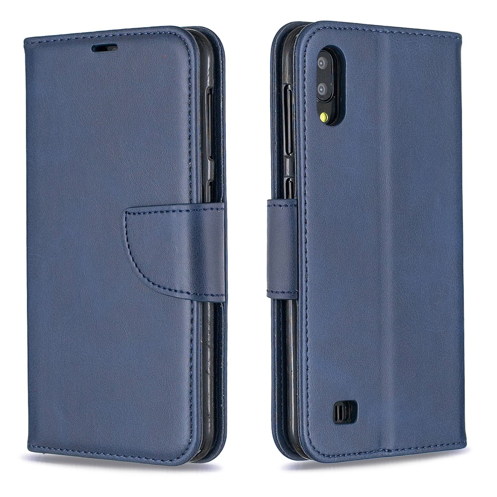 pu en Cuir Portefeuille Couverture de Téléphone Pour Samsung Galaxy A10 / M10 - Bleu-4