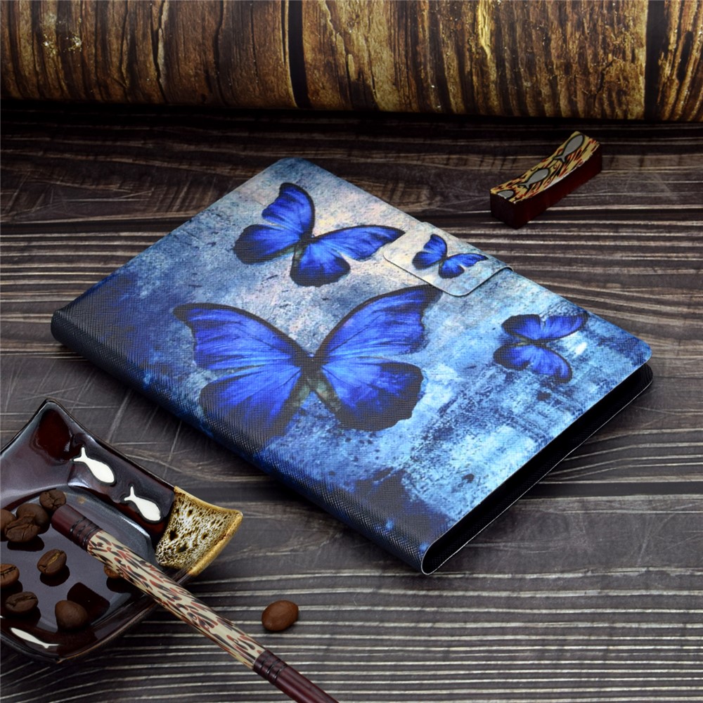 Pattern Printing Card Holder Stand PU Leather Tablet Case for Samsung Galaxy Tab A 8.0 (2017) SM-T380 / SM-T385 - Blue Butterflies-12