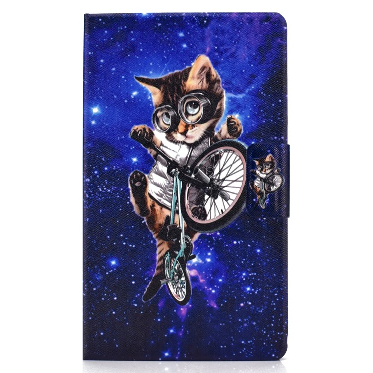 Pattern Printing Card Holder Stand PU Leather Tablet Case for Samsung Galaxy Tab A 8.0 (2017) SM-T380 / SM-T385 - Cycling Cat-2