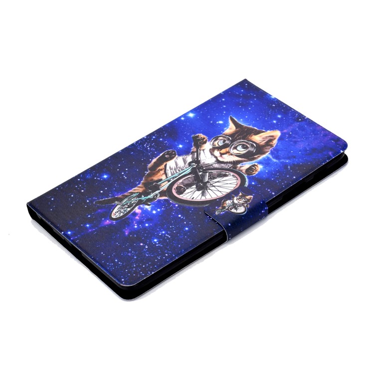 Pattern Printing Card Holder Stand PU Leather Tablet Case for Samsung Galaxy Tab A 8.0 (2017) SM-T380 / SM-T385 - Cycling Cat-8