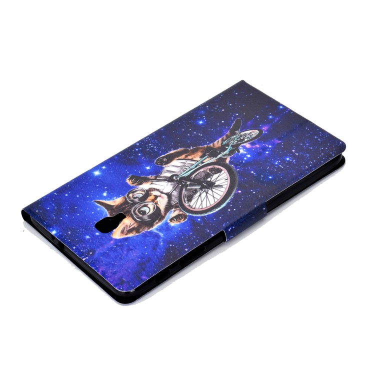 Pattern Printing Card Holder Stand PU Leather Tablet Case for Samsung Galaxy Tab A 8.0 (2017) SM-T380 / SM-T385 - Cycling Cat-9