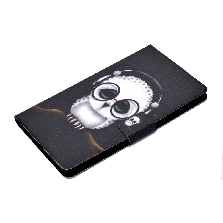 Pattern Printing Card Holder Stand PU Leather Tablet Case for Samsung Galaxy Tab A 8.0 (2017) SM-T380 / SM-T385 - Owl Wearing Headphones-8