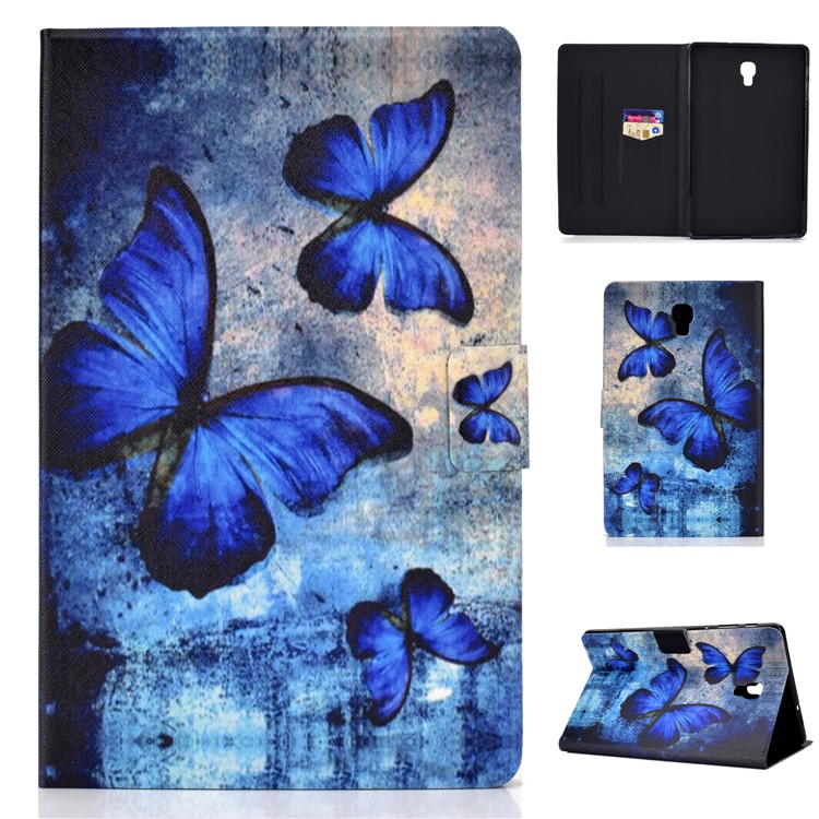 

Shock-proof Pattern Printing Card Slot Stand PU Leather Tablet Shell for Samsung Galaxy Tab A 10.5 (2018) T590 T595 - Blue Butterflies, Galaxy Tab A 10.5 (2018) T590 T595