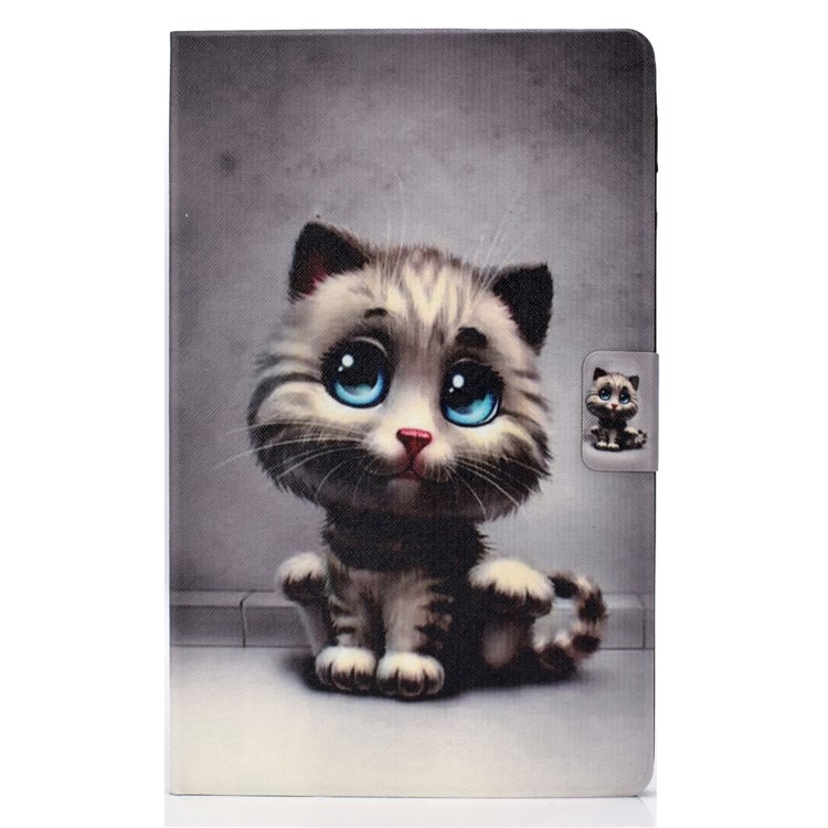 Custodia Per Tablet In Pelle Con Stampa Shockproof Modello Stand PU Tablet Per Samsung Galaxy Tab A 10.5 (2018) T590 T595 - Gatto Con Gli Occhi Azzurri-2