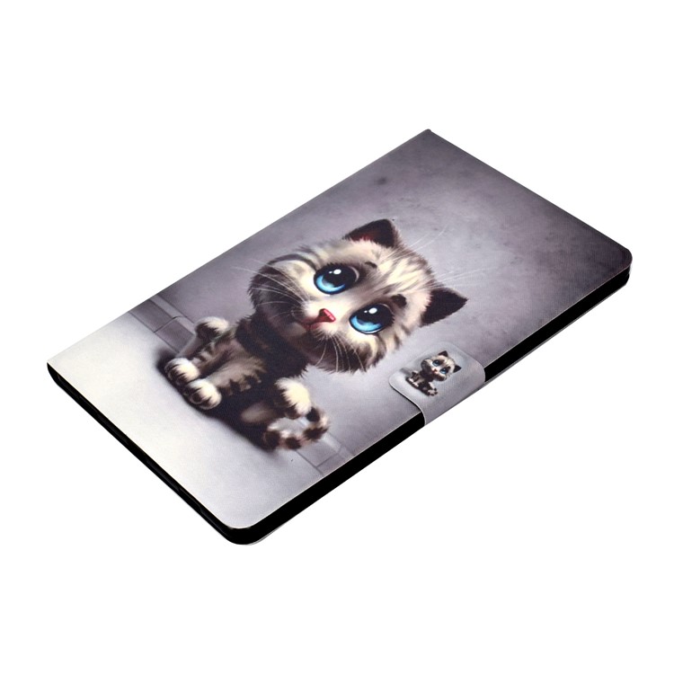 Custodia Per Tablet In Pelle Con Stampa Shockproof Modello Stand PU Tablet Per Samsung Galaxy Tab A 10.5 (2018) T590 T595 - Gatto Con Gli Occhi Azzurri-8