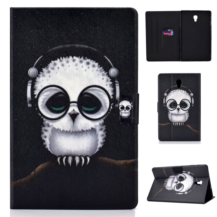 

Shock-proof Pattern Printing Card Slot Stand PU Leather Tablet Shell for Samsung Galaxy Tab A 10.5 (2018) T590 T595 - Owl Wearing Headphones, Galaxy Tab A 10.5 (2018) T590 T595