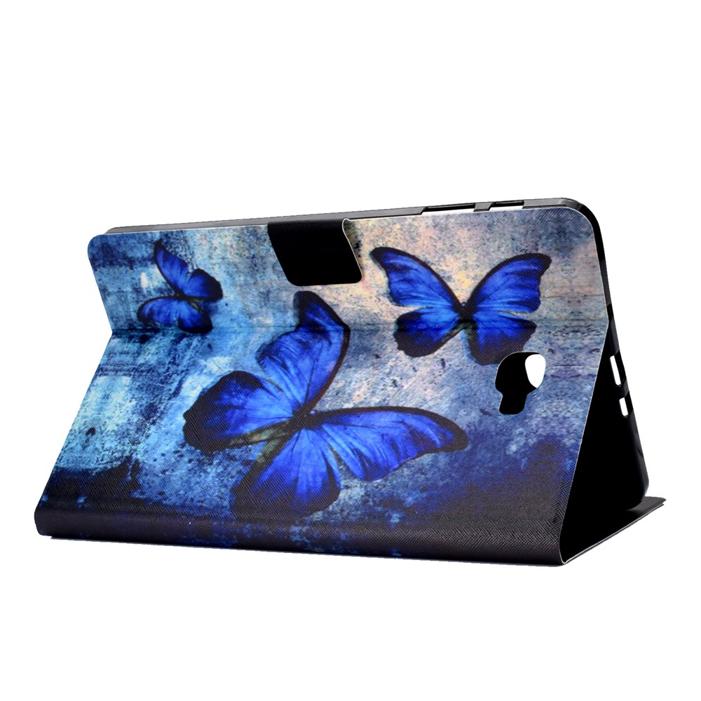 Shock-proof Pattern Printing Card Slot Stand PU Leather Tablet Cover for Samsung Galaxy Tab A 10.1 (2016) T580 - Blue Butterflies-5