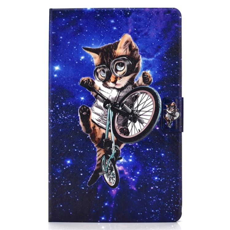 Shock-proof Pattern Printing Card Slot Stand PU Leather Tablet Cover for Samsung Galaxy Tab A 10.1 (2016) T580 - Cycling Cat-2
