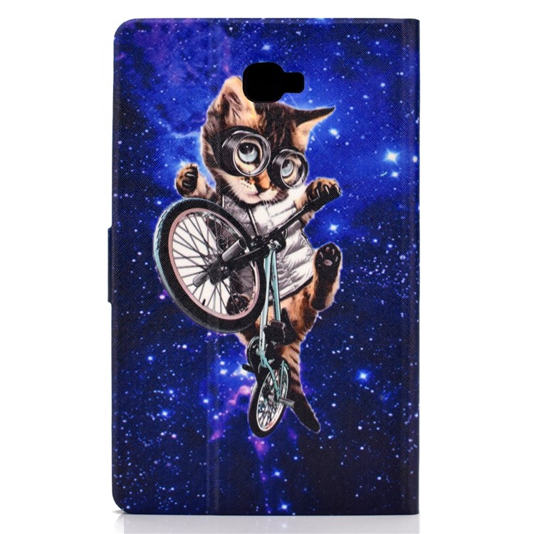 Shock-proof Pattern Printing Card Slot Stand PU Leather Tablet Cover for Samsung Galaxy Tab A 10.1 (2016) T580 - Cycling Cat-3