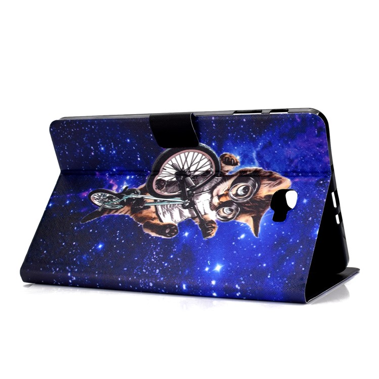 Shock-proof Pattern Printing Card Slot Stand PU Leather Tablet Cover for Samsung Galaxy Tab A 10.1 (2016) T580 - Cycling Cat-5