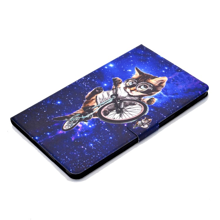 Shock-proof Pattern Printing Card Slot Stand PU Leather Tablet Cover for Samsung Galaxy Tab A 10.1 (2016) T580 - Cycling Cat-8