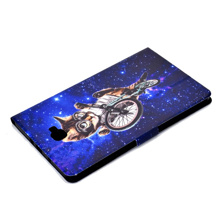 Shock-proof Pattern Printing Card Slot Stand PU Leather Tablet Cover for Samsung Galaxy Tab A 10.1 (2016) T580 - Cycling Cat-9
