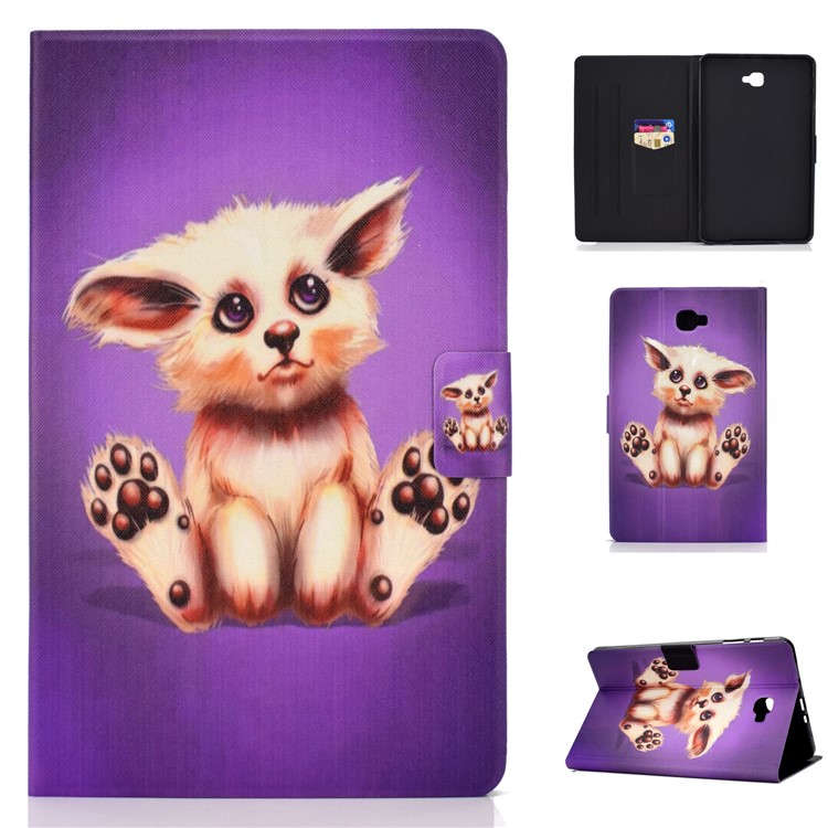 Shock-proof Pattern Printing Card Slot Stand PU Leather Tablet Cover for Samsung Galaxy Tab A 10.1 (2016) T580 - Abyssinian Cat