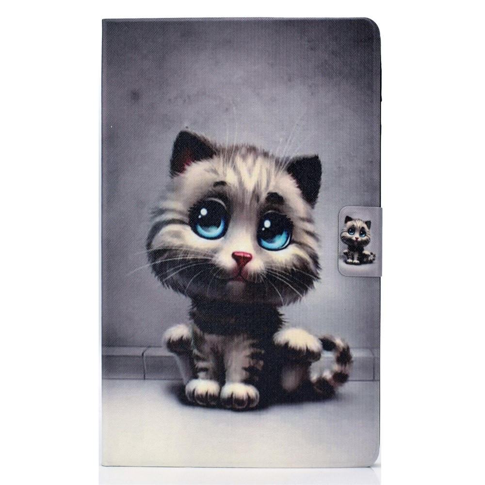 Shock-proof Pattern Printing Card Slot Stand PU Leather Tablet Cover for Samsung Galaxy Tab A 10.1 (2016) T580 - Cat with Blue Eyes-2