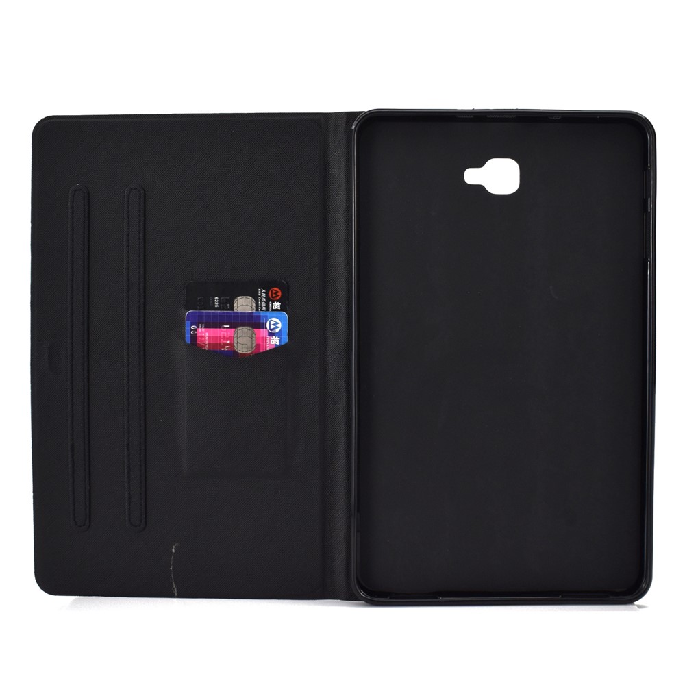 Shock-proof Pattern Printing Card Slot Stand PU Leather Tablet Cover for Samsung Galaxy Tab A 10.1 (2016) T580 - Cat with Blue Eyes-4