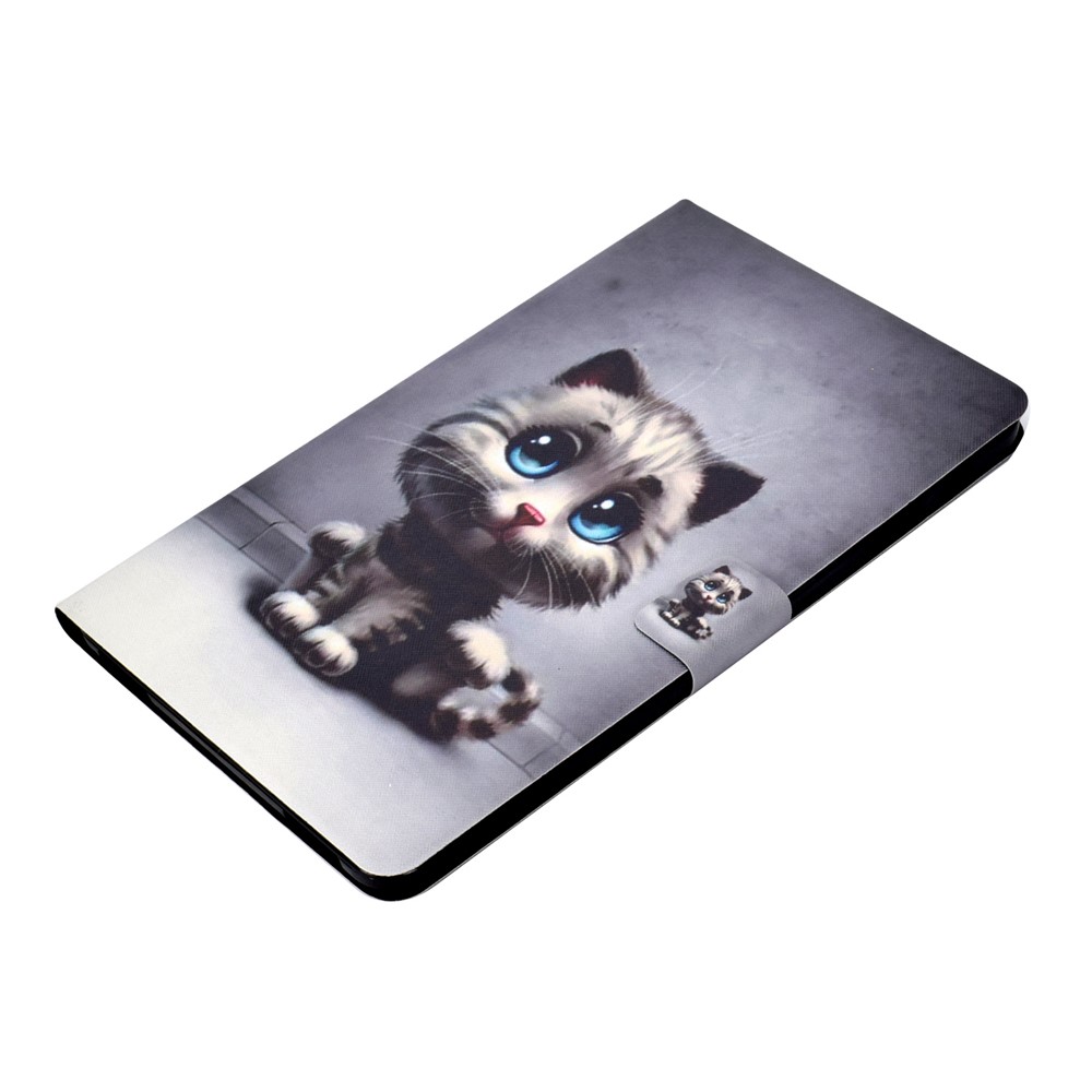 Shock-proof Pattern Printing Card Slot Stand PU Leather Tablet Cover for Samsung Galaxy Tab A 10.1 (2016) T580 - Cat with Blue Eyes-8