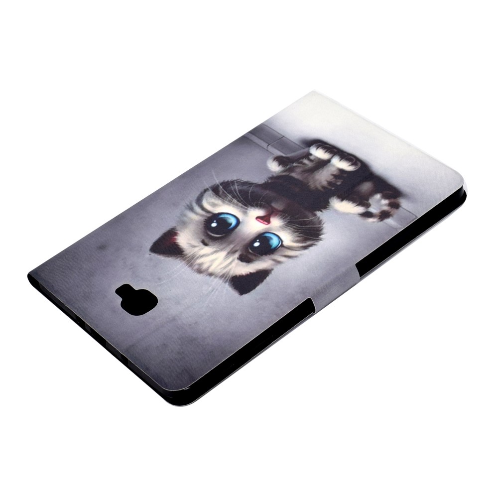 Shock-proof Pattern Printing Card Slot Stand PU Leather Tablet Cover for Samsung Galaxy Tab A 10.1 (2016) T580 - Cat with Blue Eyes-9