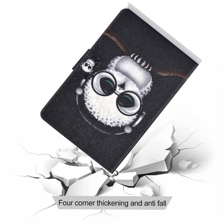 Shock-proof Pattern Printing Card Slot Stand PU Leather Tablet Cover for Samsung Galaxy Tab A 10.1 (2016) T580 - Owl Wearing Headphones-10
