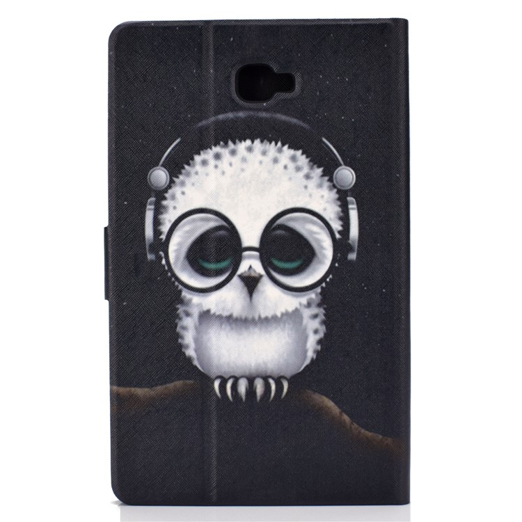 Shock-proof Pattern Printing Card Slot Stand PU Leather Tablet Cover for Samsung Galaxy Tab A 10.1 (2016) T580 - Owl Wearing Headphones-3