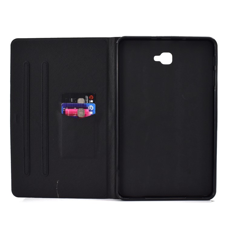 Shock-proof Pattern Printing Card Slot Stand PU Leather Tablet Cover for Samsung Galaxy Tab A 10.1 (2016) T580 - Owl Wearing Headphones-4