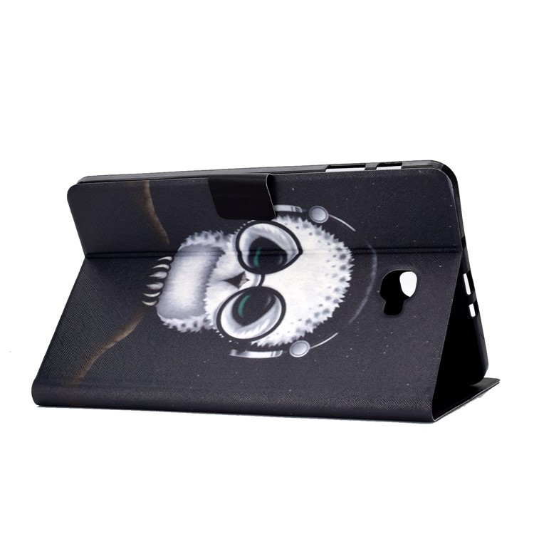 Shock-proof Pattern Printing Card Slot Stand PU Leather Tablet Cover for Samsung Galaxy Tab A 10.1 (2016) T580 - Owl Wearing Headphones-5