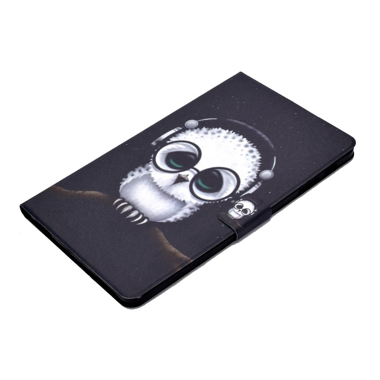 Shock-proof Pattern Printing Card Slot Stand PU Leather Tablet Cover for Samsung Galaxy Tab A 10.1 (2016) T580 - Owl Wearing Headphones-8