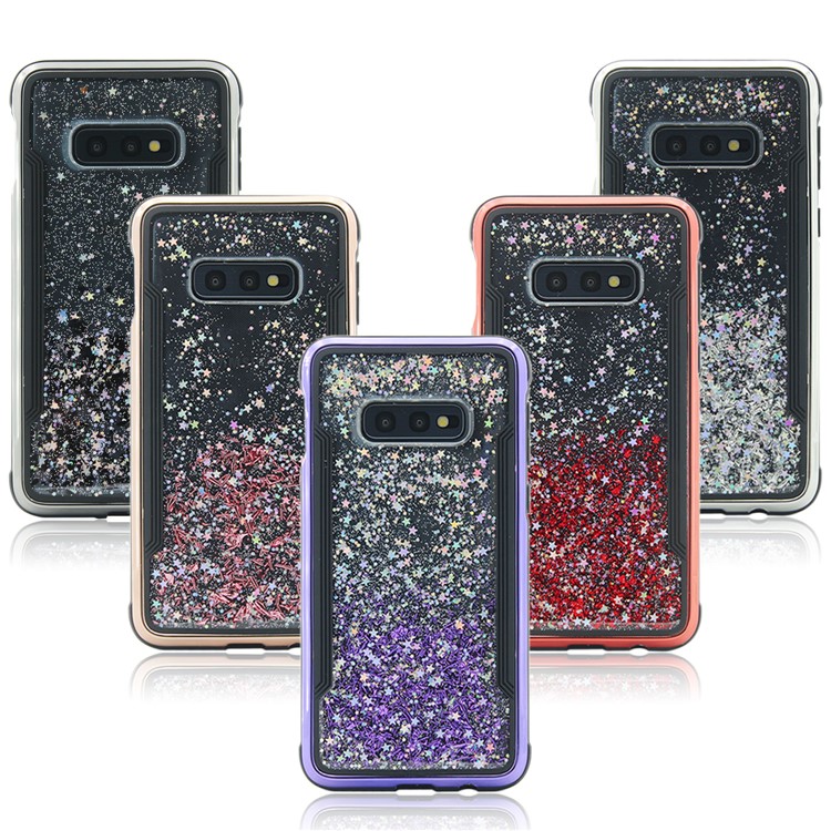 Sand-like Floating Style PC Back + TPU Frame Shiny Glittery Phone Case for Samsung Galaxy S10e - Red-13