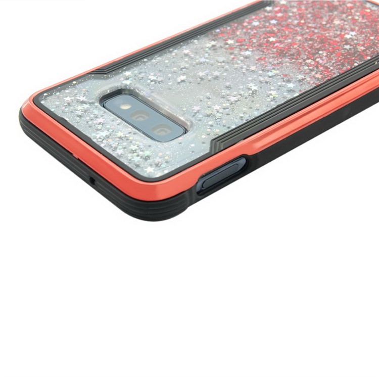 Sand-like Floating Style PC Back + TPU Frame Shiny Glittery Phone Case for Samsung Galaxy S10e - Red-8