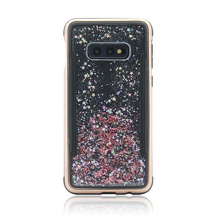 Sand-like Floating Style PC Back + TPU Frame Shiny Glittery Phone Case for Samsung Galaxy S10e - Rose-2
