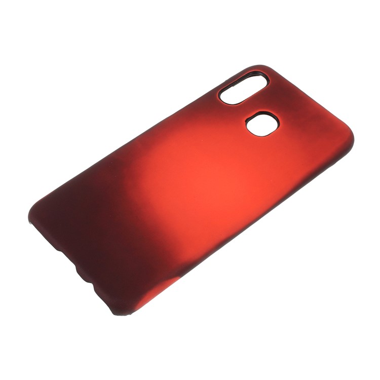 Thermal Induction Fluorescent Color Changing PU Leather Coated PC Phone Cover for Samsung Galaxy A40 - Coffee-2