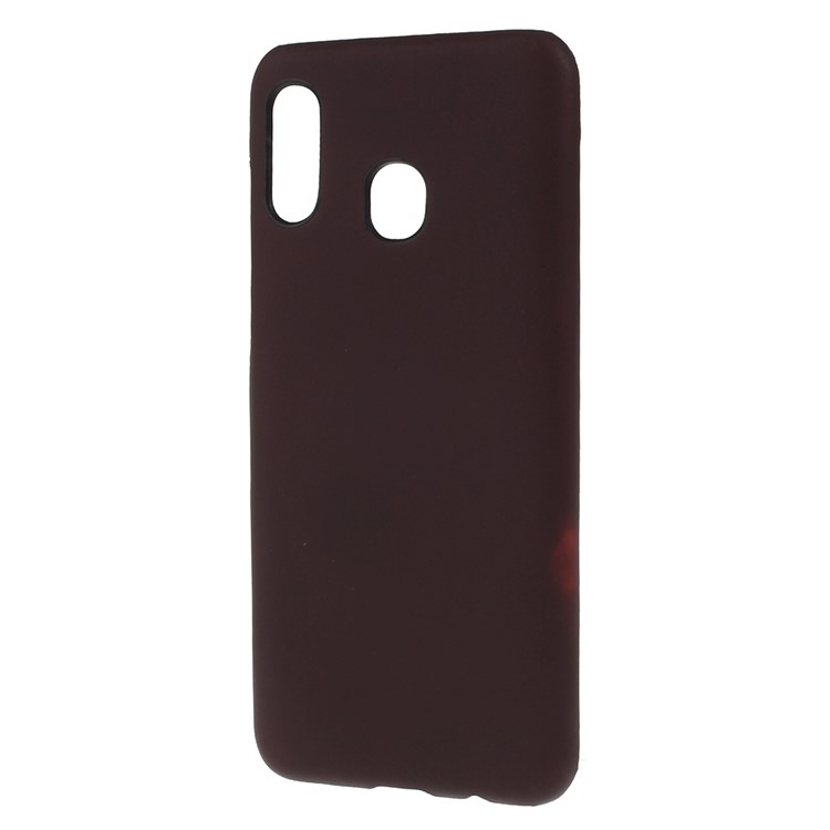 Thermal Induction Fluorescent Color Changing PU Leather Coated PC Phone Cover for Samsung Galaxy A40 - Coffee-3