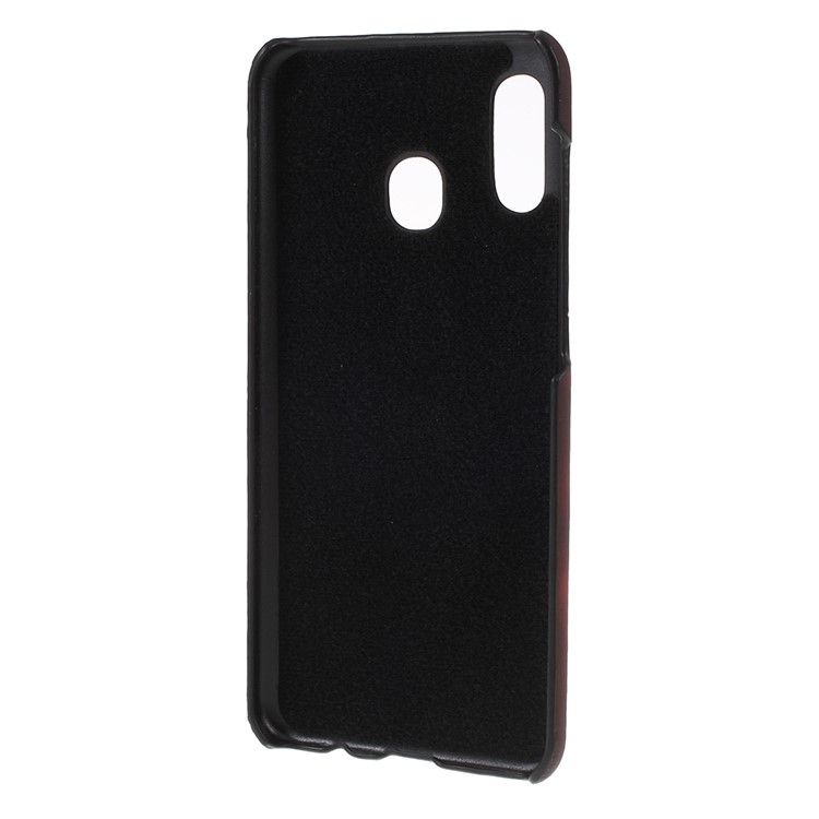 Thermal Induction Fluorescent Color Changing PU Leather Coated PC Phone Cover for Samsung Galaxy A40 - Coffee-4