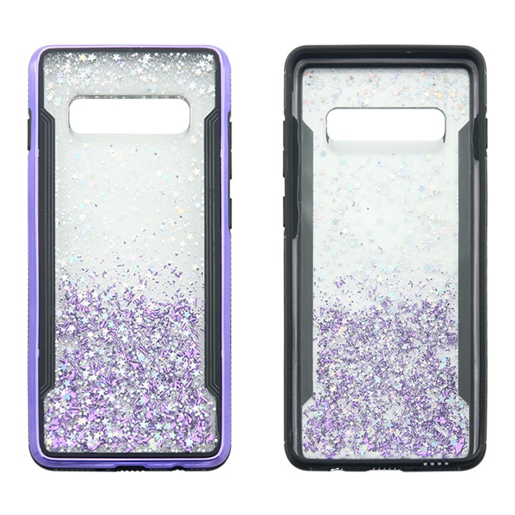 PC Back + TPU Frame Shiny Glittery Phone Case for Samsung Galaxy S10 Plus - Purple-2