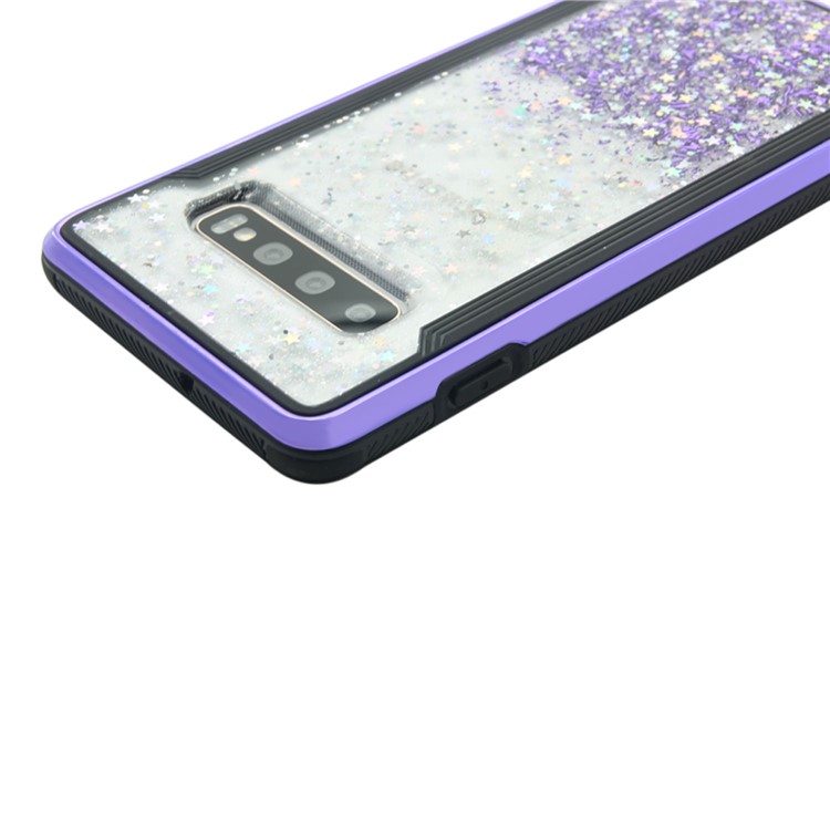 PC Back + TPU Frame Shiny Glittery Phone Case for Samsung Galaxy S10 Plus - Purple-3