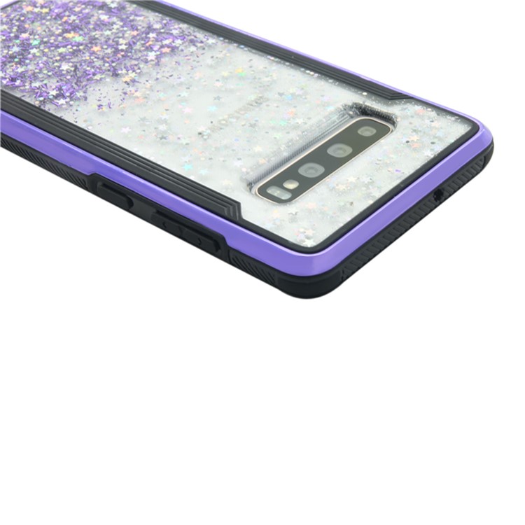 PC Back + TPU Frame Shiny Glittery Phone Case for Samsung Galaxy S10 Plus - Purple-4