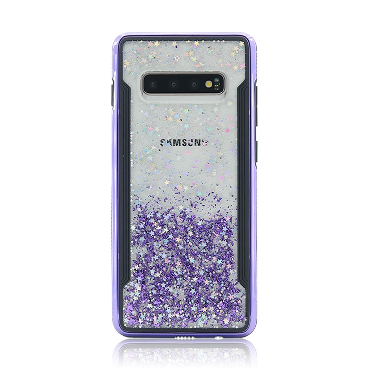 PC Back + TPU Frame Shiny Glittery Phone Case for Samsung Galaxy S10 Plus - Purple-5