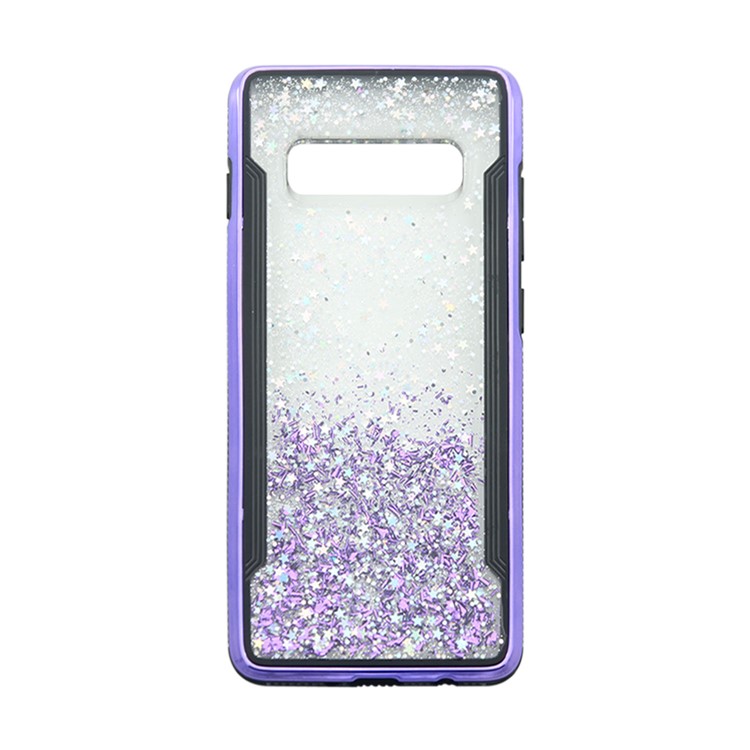 PC Back + TPU Frame Shiny Glittery Phone Case for Samsung Galaxy S10 Plus - Purple-6