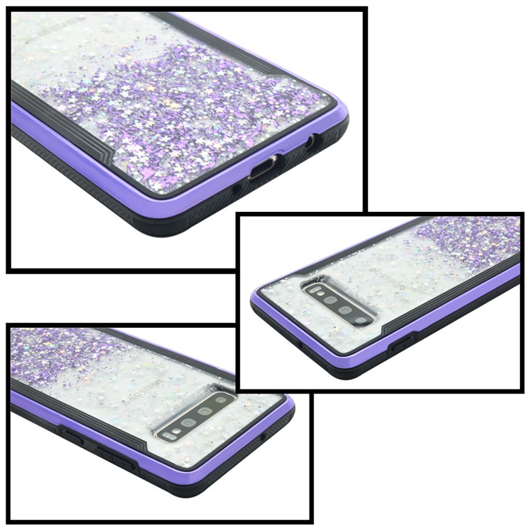 PC Back + TPU Frame Shiny Glittery Phone Case for Samsung Galaxy S10 Plus - Purple-9