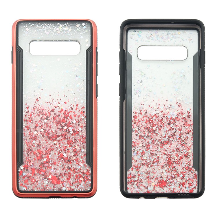 PC Back + TPU Frame Shiny Glittery Phone Case for Samsung Galaxy S10 Plus - Red-2